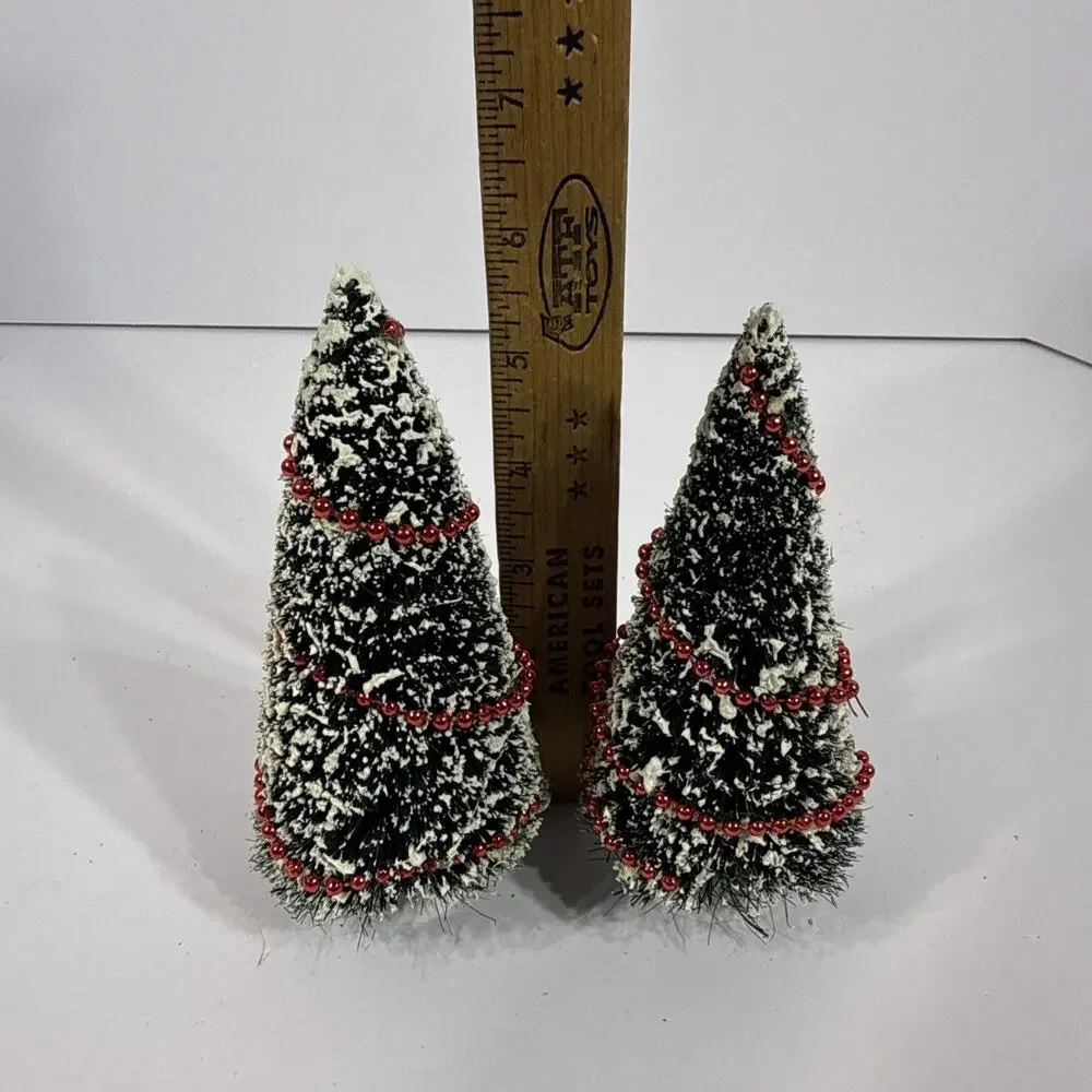 Dept. 56 Bottle Brush Frosted Trees Christmas Village Lot of 3